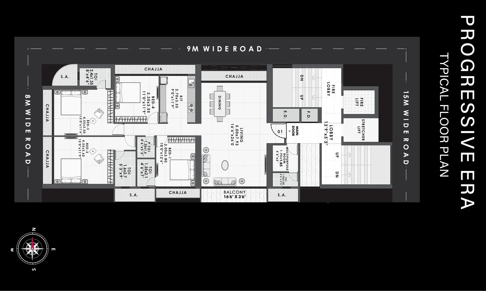 4.5 BHK Floor Plan